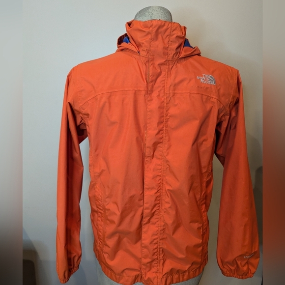 THE NORTH FACE HyVent Boys Rain Jacket Windbreaker Orange Hood Size Larg… - Picture 2 of 16